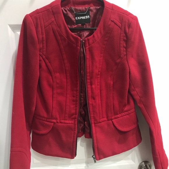 Express Jackets & Blazers - Red Peplum Express Jacket 🧥